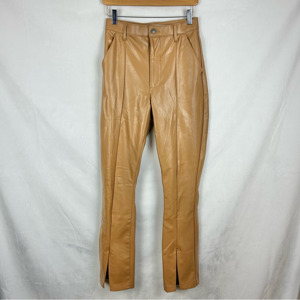 ABERCROMBIE & FITCH The Skinny Ultra High Rise Faux Leather Front Slit Pants 4
